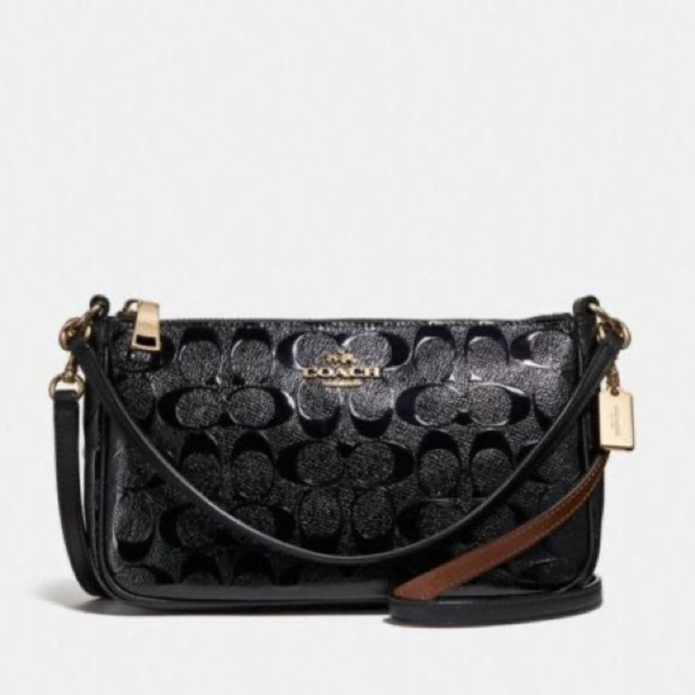 Black Embossed COACH Crossover Purse